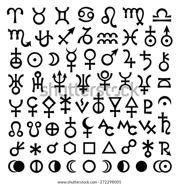 Astrological Signs Zodiac Planets Asteroids Aspects Stock Vector ...