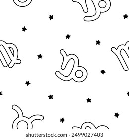 Astrological signs of the zodiac. Seamless pattern. Coloring Page. Vector drawing. Design ornaments.