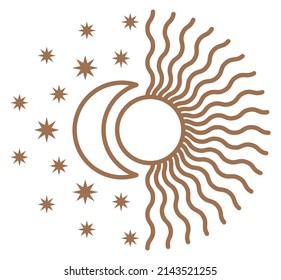 Astrological sun and moon sign. Mythical cosmic symbol