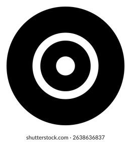 A astrological sun symbol in the center. Isolated white symbol in black circle. Vector illustration on white background