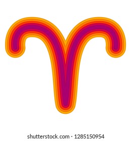 Astrological symbol of Aries. Vector western Zodiac Horoscope sign in modern paper cut style in red, orange and purple colors isolated on white background. Esoteric illustration.