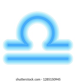Astrological symbol of Libra. Vector western Zodiac Horoscope sign in modern paper cut style in blue colors isolated on white background. Esoteric illustration.
