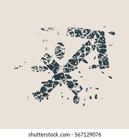 Astrological symbol. Vector illustration. Archer sign. Grunge splatter texture