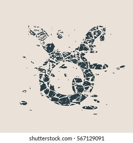 Astrological symbol. Vector illustration. Bull sign. Grunge splatter texture