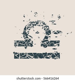Astrological symbol. Vector illustration. Scales sign. Grunge splatter texture