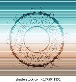Astrological symbols in the circle. Astrology concept