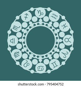 Astrological symbols in the circle. Decorative ornanet