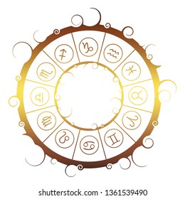 Astrological symbols in the circle. Vector illustration