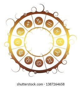 Astrological symbols in the circle. Vector illustration