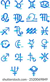 Astrological symbols with school of fish design for decoration on sign of zodiac, astrology and galaxy concept.