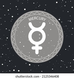 Astrological symbols and signs of planets Mercury