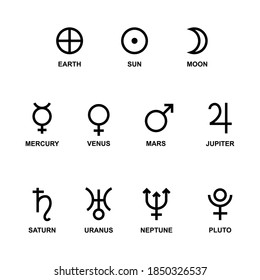 Symboles astrologiques des planètes. Image vectorielle