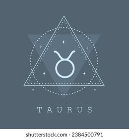 Signo astrológico Taurus zodiac. Icono del horóscopo en estilo boho minimalista. Ilustración mística vectorial. Tarjeta de tarot espiritual. Logo de la época de magia dibujada a mano.