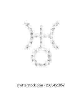 The astrological uranus symbol filled with black dots. Pointillism style. Vector illustration on white background