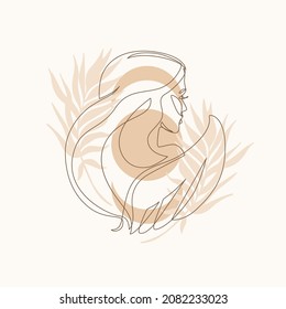 Astrológico Virgo zodiac firma un dibujo de una línea. Elegante emblema de astrología, contorno de símbolo, contorno para el logo místico, huella de calendario en estilo mínimo boho. Arte abstracto vectorial del horóscopo