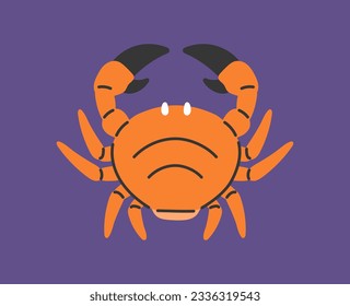 Astrological zodiac Cancer sign concept. Mysticism and esotericism. Magic and sorcery. Graphic element for website. Cartoon flat vector illustration isolated on violet background