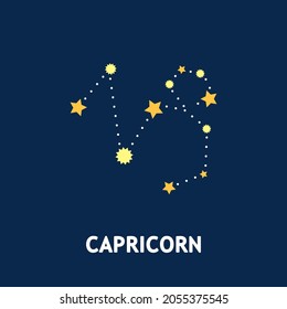 Astrological zodiac Capricorn. 12 zodiac symbol. Astronomy occult symbol with zodiac sign.