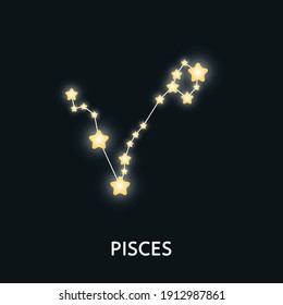 Astrological zodiac Pisces. 12 zodiac symbol. Astronomy occult symbol with zodiac sign.