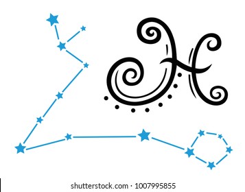 Astrological zodiac pisces with stars.