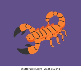 Astrological zodiac Scorpio sign concept. Mysticism and esotericism, occultism and astrology. Sketch for tattoo. Cartoon flat vector illustration isolated on violet background