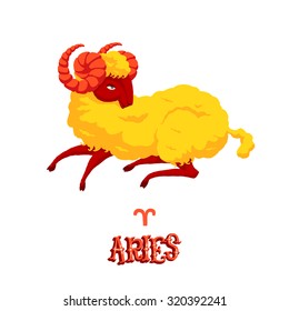 Astrological zodiac sign Aries. Part of a set of horoscope signs. Isolated vector illustration on white background.