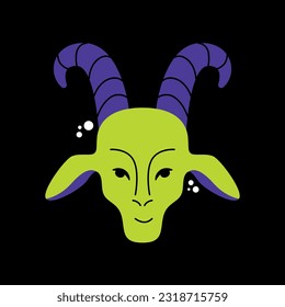 Astrological zodiac sign. Capricornus Symbol. Constellations. Portrait of a head. Colorful isolated icon. Cartoon style. Logo, print, avatar template. Vector illustration isolated on background