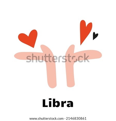 Astrological zodiac sign libra isolated on white background. Cute hand drawn trendy illustration. Flat cartoon vector style.