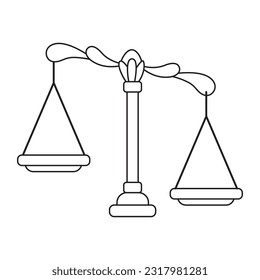 Astrological zodiac sign. Libra Symbol. Constellations. Colorful isolated icon. Cartoon style. Logo, print, avatar template. Vector outline, line art illustration isolated on background