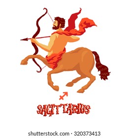 Astrological zodiac sign Sagittarius. Part of a set of horoscope signs. Isolated vector illustration on white background.