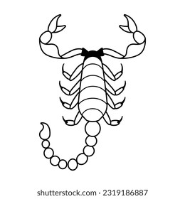 Astrological zodiac sign. Scorpio Symbol. Constellations. Colorful isolated icon. Cartoon style. Logo, print, avatar template. Vector outline, line art illustration isolated on background