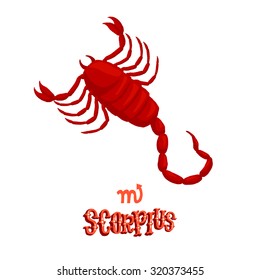 Astrological zodiac sign Scorpius. Part of a set of horoscope signs. Isolated vector illustration on white background.