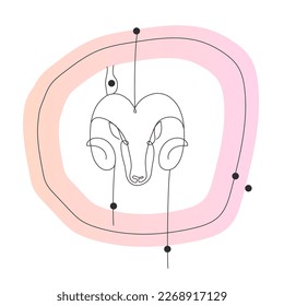 Astrologisches Tierzeichen. Taurus. Aries. Schafe. Jahr des Stiers. Neonverlauf. Eine Zeile. Vektorgrafik. 