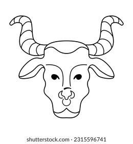 Astrological zodiac sign. Taurus Symbol outline, line art. Constellations. Portrait of a head. Colorful isolated icon. Cartoon style. Logo, print, avatar template. Vector illustration isolated