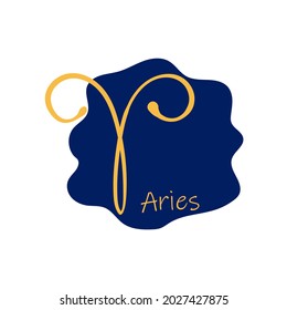 Astrological zodiac signs. Aries symbol. Constellations on blue. Banner, poster, background, flyer, icon. Flat vector illustration, isolated objects