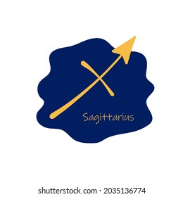 Astrological zodiac signs. 
Horoscope, sagittarius symbol. Constellations on blue. Banner, poster, background, flyer, icon. Flat vector illustration