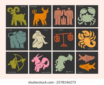 Astrological zodiac signs. Trendy vector illustration.