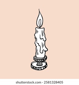 Astrology accessories. Magic candles. Hand drawn design elements. Line art. Vector illustration. 