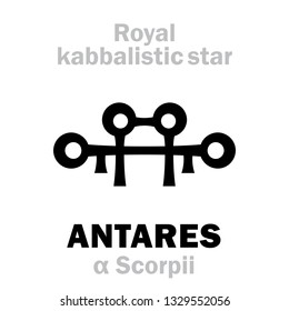 Astrology Alphabet: ANTARES (α Scorpii), «Cor Scorpionis» (The Heart of the Scorpion). 
Hieroglyphic sign (hermetic kabbalistic magic symbol by Cornelius Agrippa from book «Occult Philosophy», 1533).