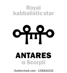 Astrology Alphabet: ANTARES (α Scorpii), «Cor Scorpionis» (The Heart of the Scorpion). 
Hieroglyphic sign (hermetic kabbalistic magic symbol by Cornelius Agrippa from book «Occult Philosophy», 1533).