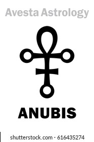 Astrology Alphabet: ANUBIS, Avestian astral planet-conductor. 
Hieroglyphics character sign (single symbol).