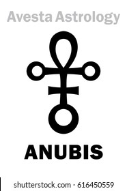 Astrology Alphabet: ANUBIS (Ahriman?), Avestian astral planet-conductor. 
Hieroglyphics character sign (single symbol).