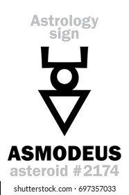 Astrology Alphabet: ASMODEUS (Hashmedai), asteroid #2174. 
Hieroglyphics character sign (single symbol).