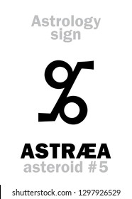 Astrology Alphabet: ASTRÆA, asteroid #5. 
Hieroglyphics character sign (symbol: a pair of balances).