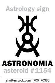 Astrology Alphabet: ASTRONOMIA (Uranography), asteroid #1154. 
Hieroglyphics character sign (original single symbol).