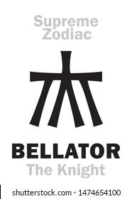 Astrology Alphabet: 
BELLATOR (The Warrior, also: The Knelt Knight, The Wild Boar), constellation Hercules. Sign of Supreme Zodiac (External circle). Hieroglyphic character (persian symbol).