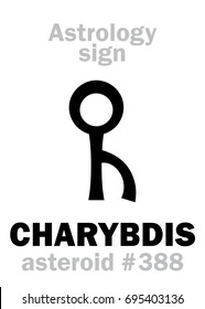 Astrology Alphabet: CHARYBDIS, asteroid #388. 
Hieroglyphics character sign (single symbol).