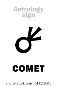 Astrology Alphabet: COMET, The Falling star. Hieroglyphic character ☄ sign/symbol.