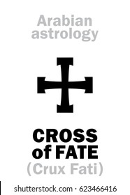 Astrology Alphabet: CROSS of FATE (Crux Fati), point of horoscope. 
Hieroglyphics character sign (single symbol).