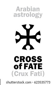 Astrology Alphabet: CROSS of FATE (Crux Fati), point of horoscope. 
Hieroglyphics character sign (single symbol).