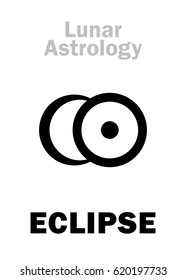 Astrology Alphabet: ECLIPSE (conjunction of The Sun and Moon), astronomical phenomenon. 
Hieroglyphics character sign (single symbol).